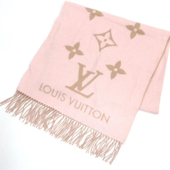 Louis Vuitton Pink & Tan Cashmere Scarf - 100% Authentic with Box - Picture 2 of 5